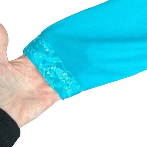 Rita’s Saharan Women's 3-Piece Embroidered Sequins Pakistani Slit Suit Blue Medi - Picture 3 of 10